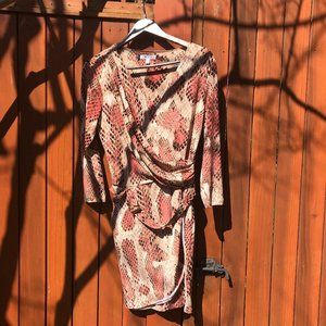 Jennifer Lopez quarter-sleeve snake skin dress, M